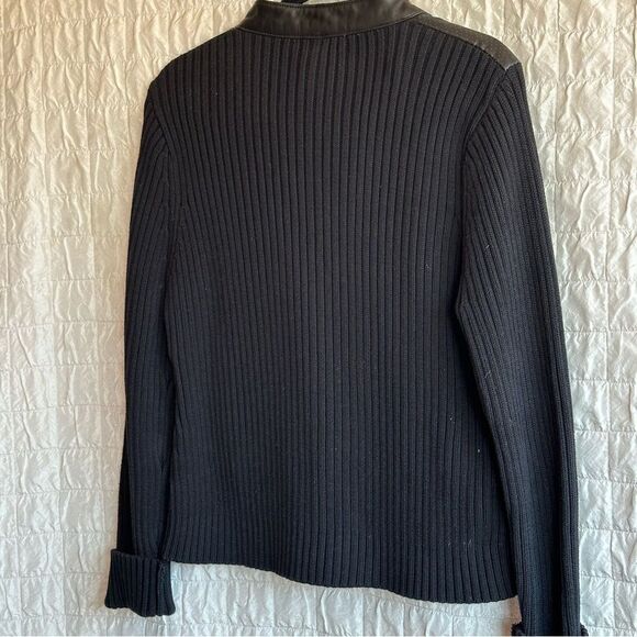 Maurice Sassoon,black cotton/leather zip sweater, size large - Picture 3 of 15